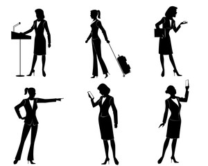 Obraz premium Six businesswomen silhouettes