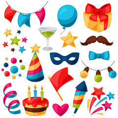 Carnival show and party set of celebration objects