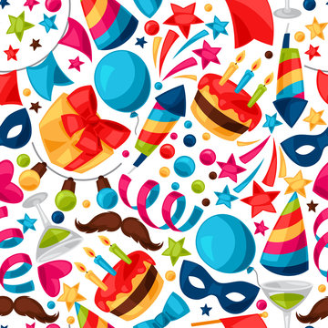 Carnival show and party seamless pattern with celebration