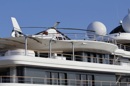 Helicopter in a luxury yacht