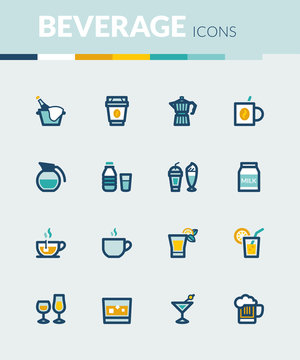 Beverage colorful flat icons