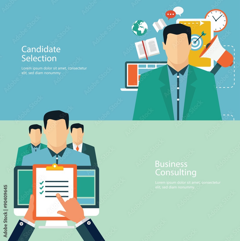 Poster concepts for web banners and promotions. flat design concepts for promotion and candidate evaluation