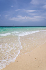 Beautiful tropical beach and blue sky sea and sky, Sand beach an