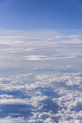 clouds sky, view from the window of an airplane flying in the cl