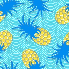 Foto op Plexiglas Pineapples. Seamless geometric pattern. © flovie