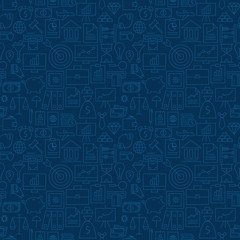 Thin Banking Line Business Finance Dark Blue Seamless Pattern