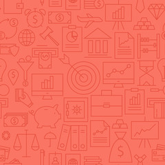 Thin Business Line Banking Finance Red Seamless Pattern