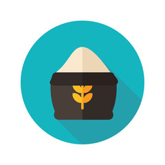 Sack of flour flat icon with long shadow