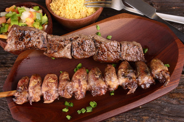 Beef and Chicken Hearts Kebabs - Meat Sticks