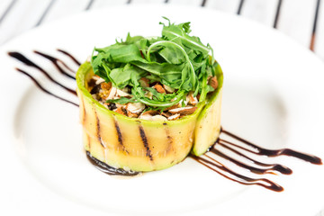 Dessert zucchini with nuts and chocolate