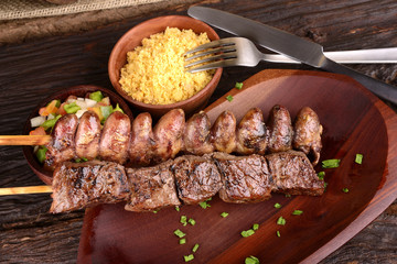 Beef and Chicken Hearts Kebabs - Meat Sticks