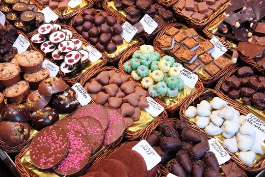 Assorted Chocolate In Barcelona Food Market