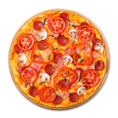 Delicious pizza with mushrooms and pepperoni