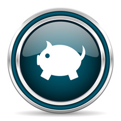 piggy bank blue glossy web icon