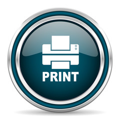 printer blue glossy web icon