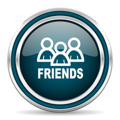 friends blue glossy web icon