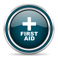 first aid blue glossy web icon