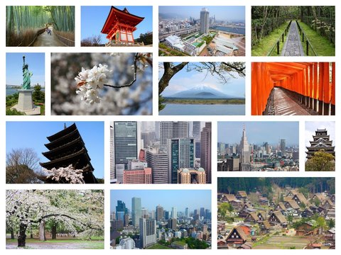 Japan places - photo collage