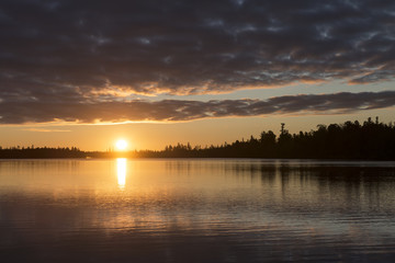 Scenic sunrise over a river in Siberia