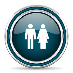 couple blue glossy web icon