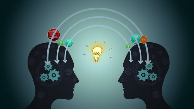 Thoughts appearing with cogs in head
