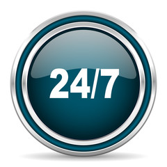 24/7 blue glossy web icon