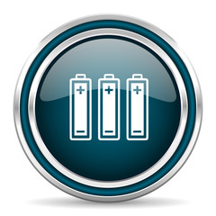 battery blue glossy web icon