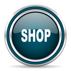 shop blue glossy web icon