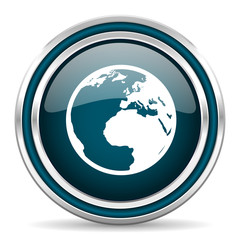 earth blue glossy web icon