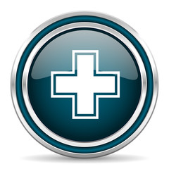 pharmacy blue glossy web icon
