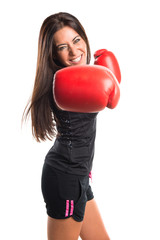 Woman with boxing gloves