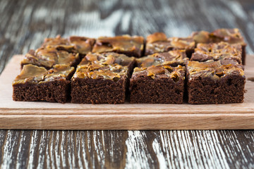 Homemade caramel chocolate brownies