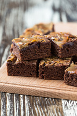 Homemade caramel chocolate brownies