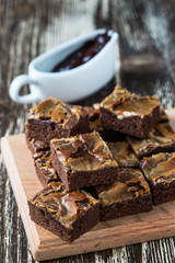 Homemade caramel chocolate brownies