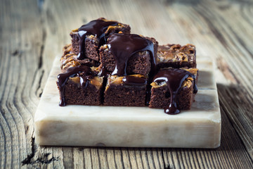 Homemade caramel chocolate brownies