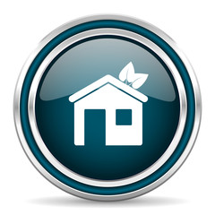 house blue glossy web icon