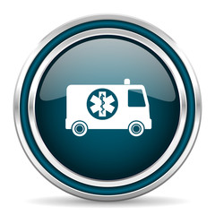 ambulance blue glossy web icon