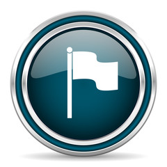 flag blue glossy web icon