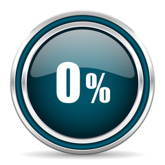 0 percent blue glossy web icon