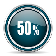 50 percent blue glossy web icon