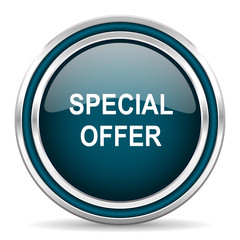 special offer blue glossy web icon
