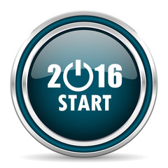 year 2016 blue glossy web icon