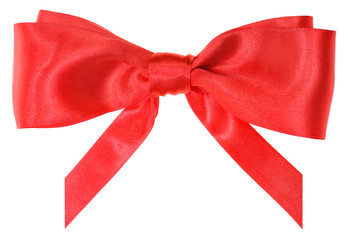 real red silk ribbon bow with vertically cut ends