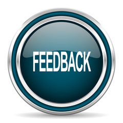 feedback blue glossy web icon