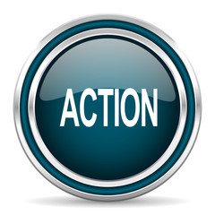 action blue glossy web icon