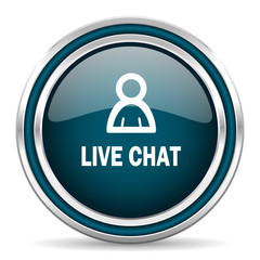 live chat blue glossy web icon