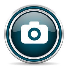 photo camera blue glossy web icon