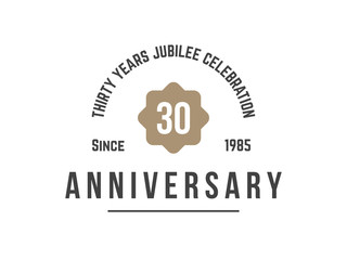 Thirty years anniversary celebration logotype. 30th anniversary logo.