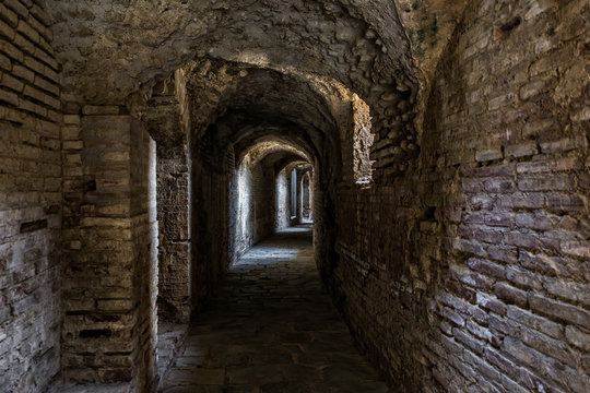 Roman amphitheater of Italica in Santiponce. Sevilla. Spain.