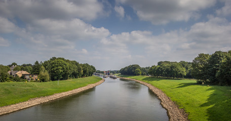 Fototapeta na wymiar Panoramic view of the river IJssel near Deventer, Holland